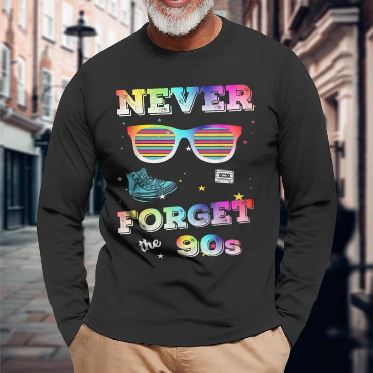 Never Forget 90S Retrointage Never Forget Langarmshirts Geschenke für alte Männer