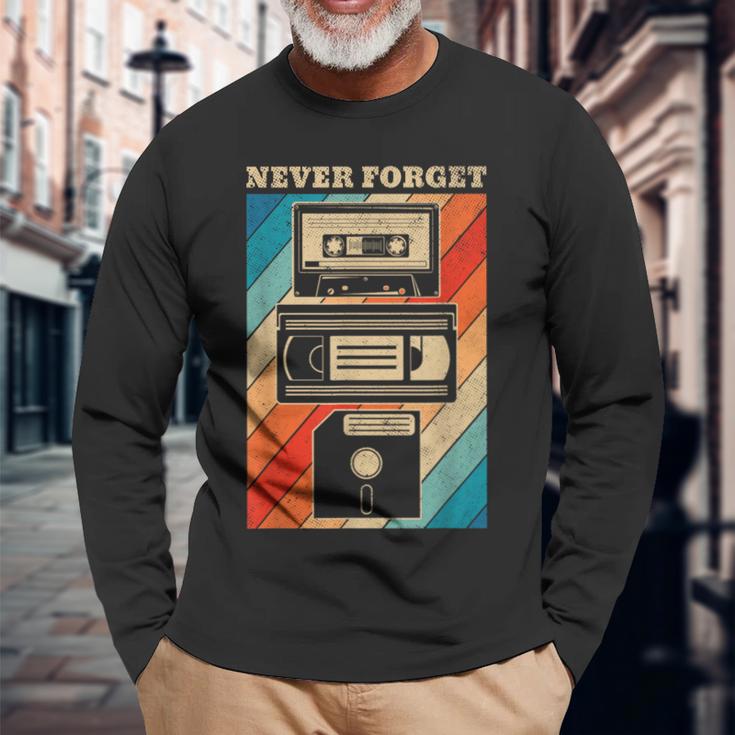 Never Forget Diskettehs Band 90S 80S Cassette Langarmshirts Geschenke für alte Männer