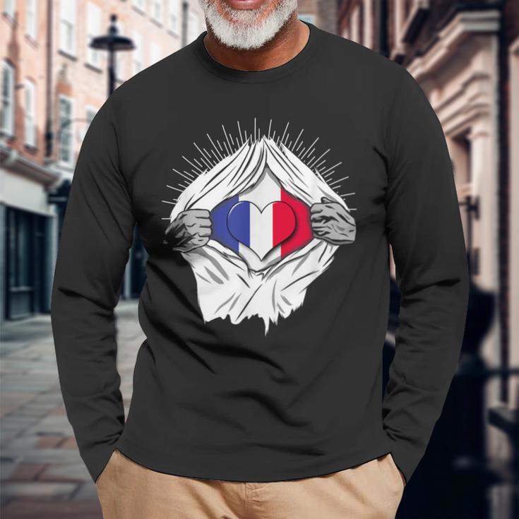 French Flag Home France Langarmshirts Geschenke für alte Männer