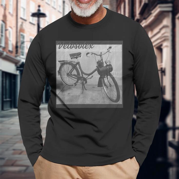 French Old Bike Front Wheel Driveelosolex Langarmshirts Geschenke für alte Männer