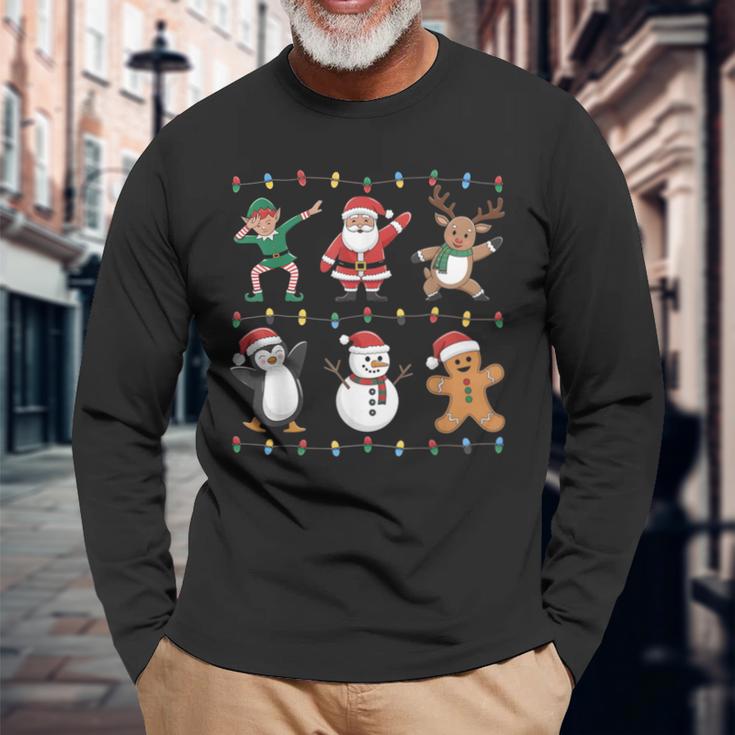 Christmas Reindeer Penguin Graphic With Santa Hat Langarmshirts Geschenke für alte Männer