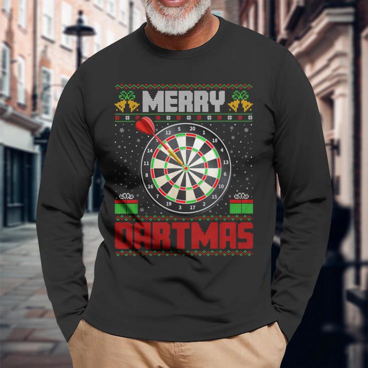 Dart Game Merry Dartmas Xmas Santa Ugly Dart's Christmas Langarmshirts Geschenke für alte Männer