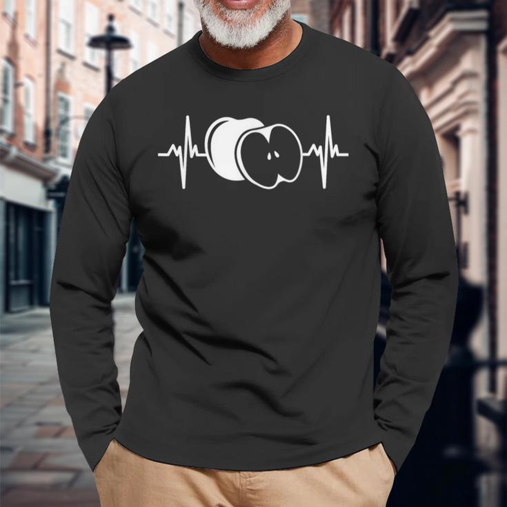 Heartbeat Ekg Apple Fruit Apple Langarmshirts Geschenke für alte Männer