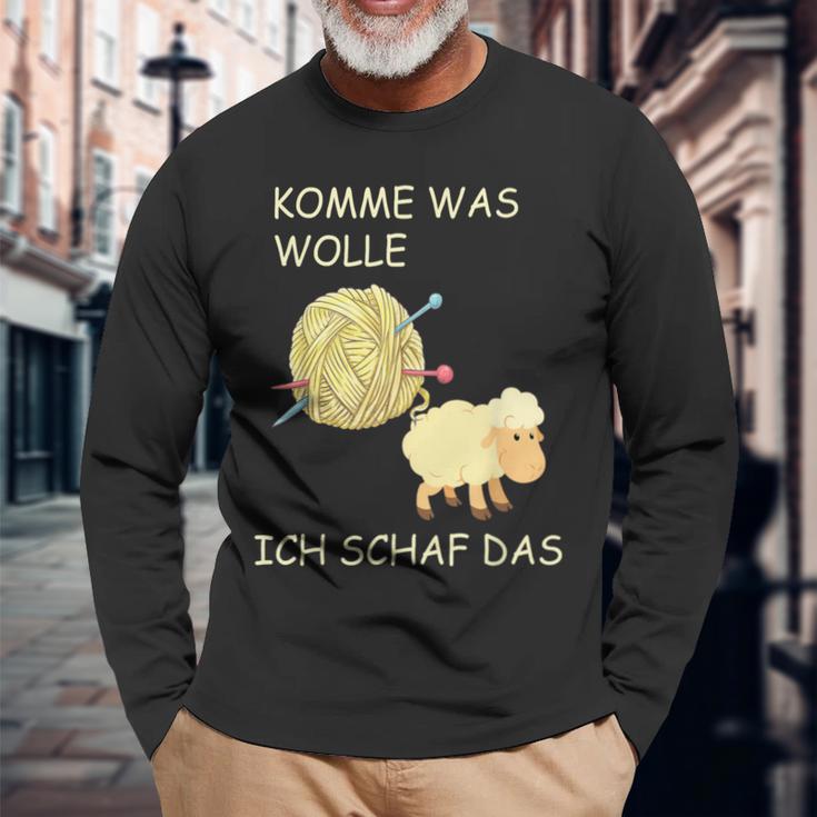 Knitting Saying Comme Was Wolle Ich Sheep Das Langarmshirts Geschenke für alte Männer