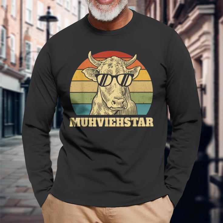 Muhviehstar Moviestar Cow Cow Cow Cattle Farmer Langarmshirts Geschenke für alte Männer