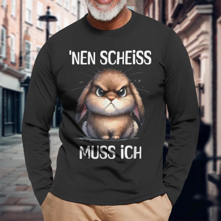 Rabbit With Cheeky Saying 'Nen Scheiss Muss Ich Langarmshirts Geschenke für alte Männer