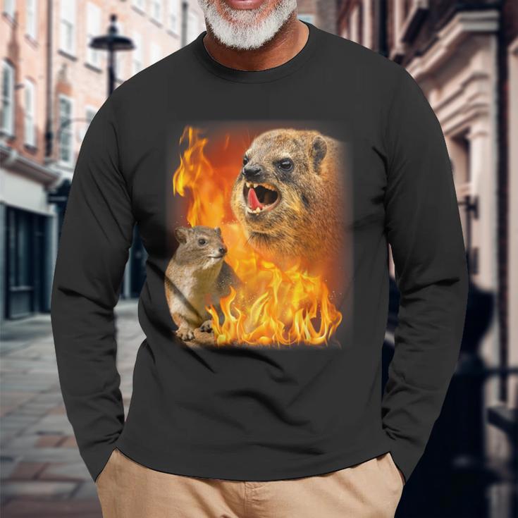 Rock Hyrax Fire Style Langarmshirts Geschenke für alte Männer