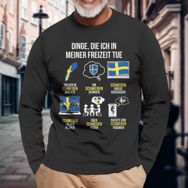 Saying Dinge Die Ich In Der Freizeit Tue Sweden Langarmshirts Geschenke für alte Männer