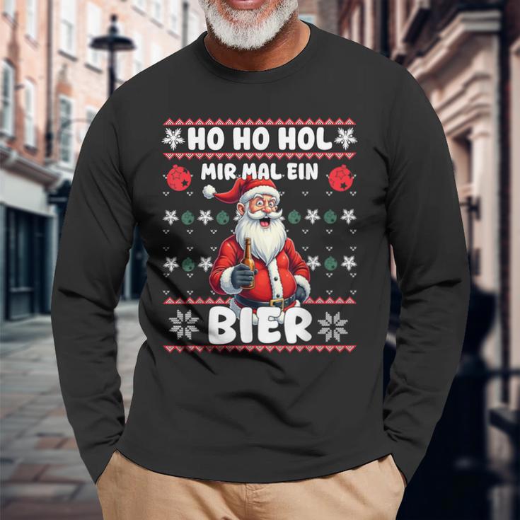 Saying Ho Ho Hol Mir Mal Ein Bier Ugly Christmas Langarmshirts Geschenke für alte Männer