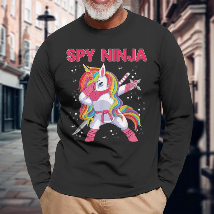 Gaming Spy Unicorn Ninja Gamer Gaming Enthusiast Langarmshirts Geschenke für alte Männer