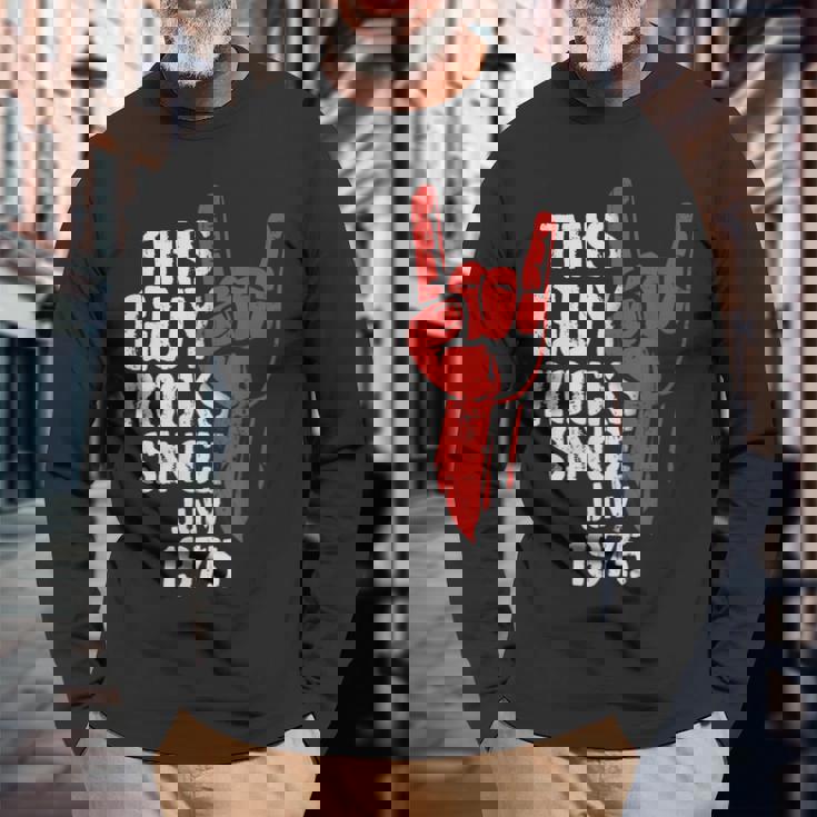 Geburtstag Jubiläum Geschenke By Elevenz Adulto Negro Manga Corta Pequeño Regular 50º Cumpleaños Nacido Julio Rockt Desde 1975 Música Rock N Roll Y Heavy Metal Camiseta de manga larga Regalos para ancianos