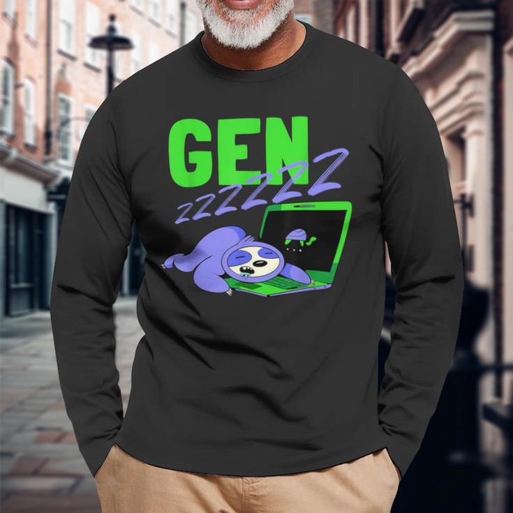 Gen Z Slogan Sleeping Fault Gen Zzz Generation Z Langarmshirts Geschenke für alte Männer