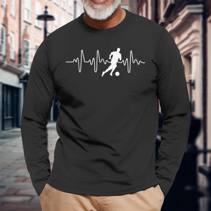 Idea For Footballer Heartbeat Football Langarmshirts Geschenke für alte Männer