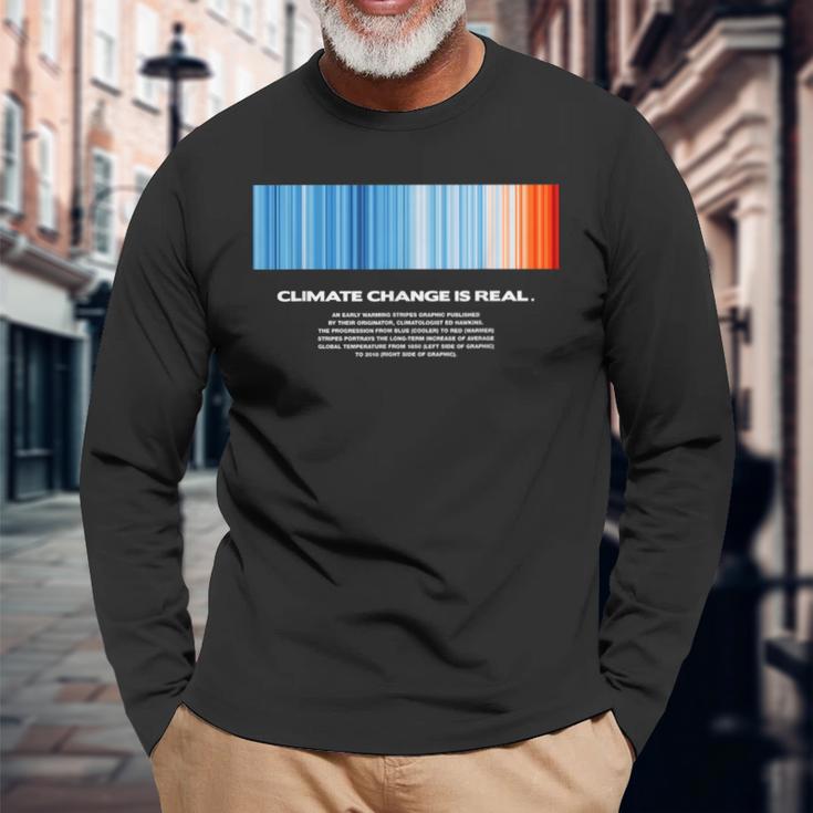 Global Warming Blue Red Stripe Climate Change Is Real Stop Langarmshirts Geschenke für alte Männer