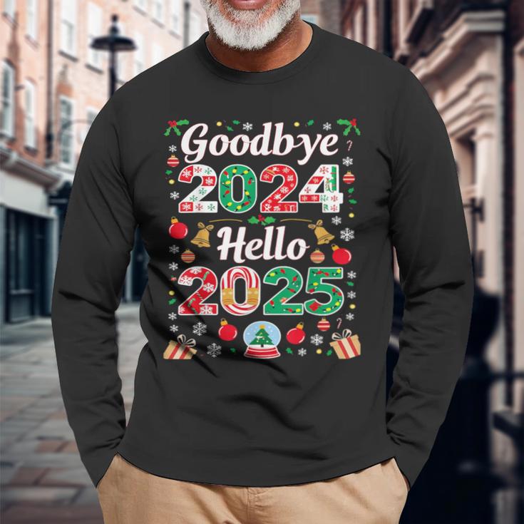 Goodbye 2024 Hello 2025 Merry Christmas Happy New Year 2025 Langarmshirts Geschenke für alte Männer