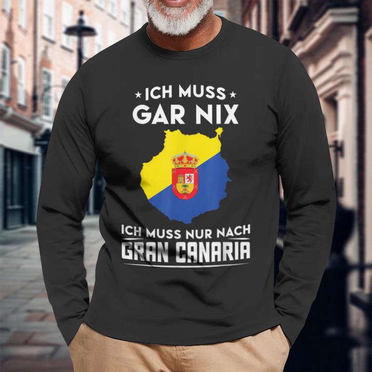 Gran Canaria Flag Travel Langarmshirts Geschenke für alte Männer