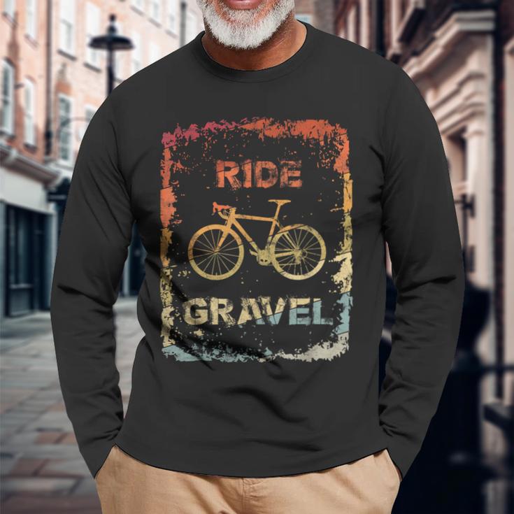 Gravel Bike Rennrad Ride Gravel Cyclocrossintage Retro Langarmshirts Geschenke für alte Männer