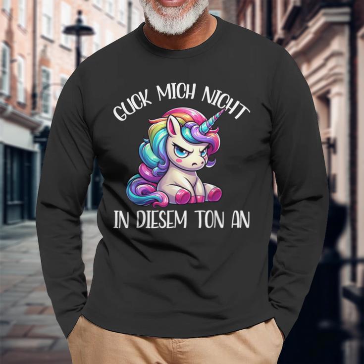 Guck Mich Nicht In Diesem Ton An Einhorn Langarmshirts Geschenke für alte Männer