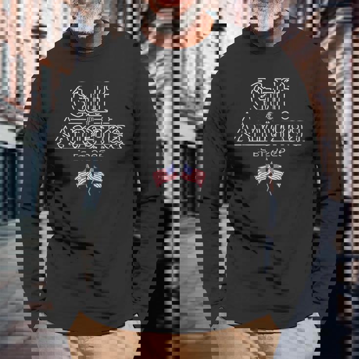 Gulf Of United States Of America Est 2025 Usa American Flag Long Sleeve T-Shirt Gifts for Old Men