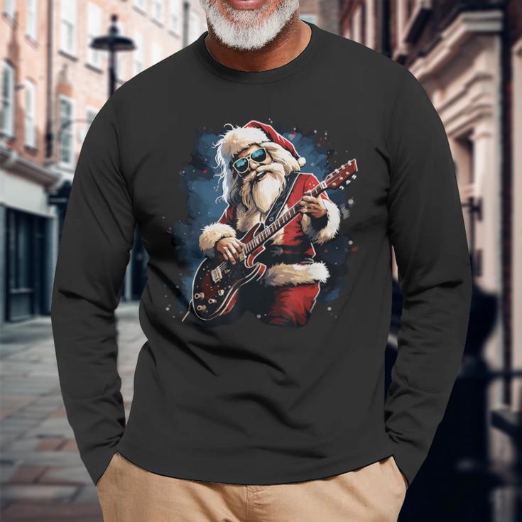 Hab Einen Rock & Roll Christmas Rock Santa Music Lovers Langarmshirts Geschenke für alte Männer