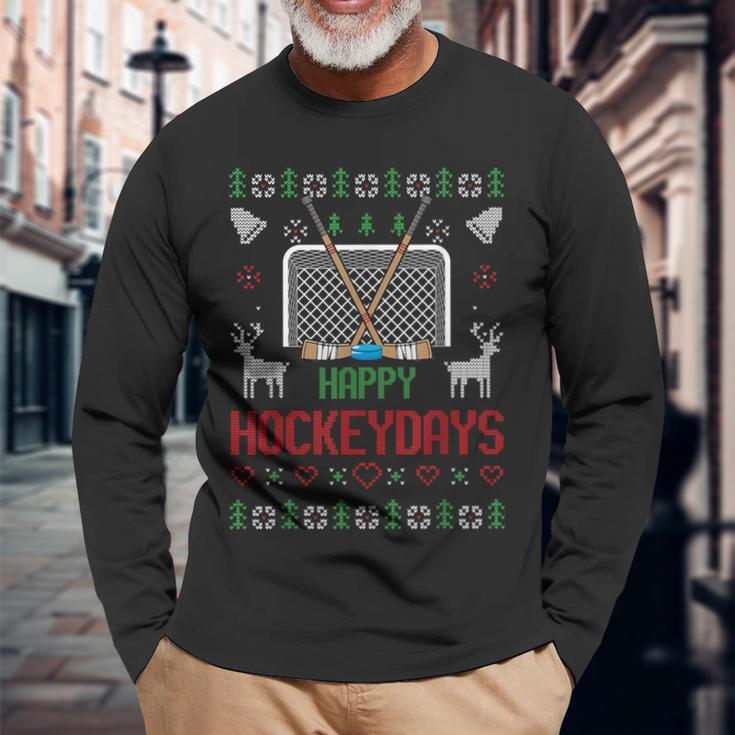 Happy Hockey Days Hockeydays Ugly Christmas Jumper Langarmshirts Geschenke für alte Männer