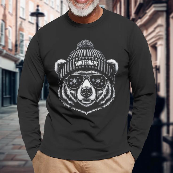 Hardy Bear With Hat Ski Snowboard Ski Party Winter Langarmshirts Geschenke für alte Männer