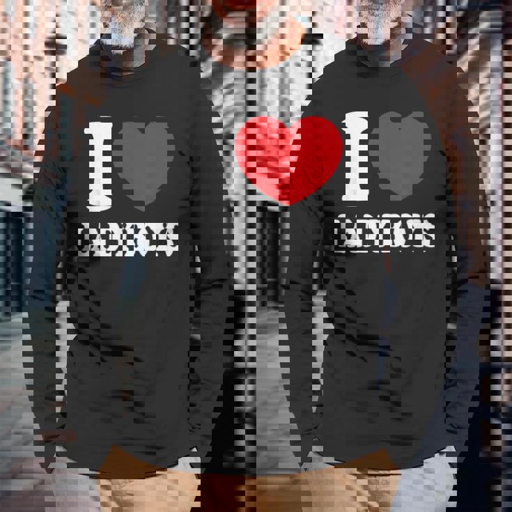 I Heart Love Ladyboys Asia Lover Thailand Ladyboy Long Sleeve T-Shirt Gifts for Old Men
