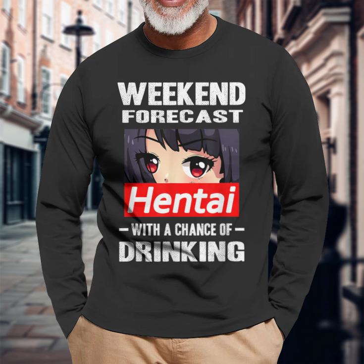 Hentai Drinking Japanese Anime Manga Langarmshirts Geschenke für alte Männer