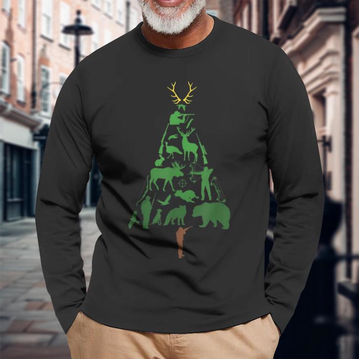 Hunter Hunting Christmas Tree Christmas Outfit Christmas Langarmshirts Geschenke für alte Männer