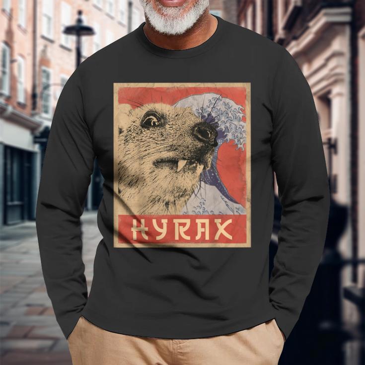 Hyrax Japaneseintage Style Hyrax Meme Langarmshirts Geschenke für alte Männer