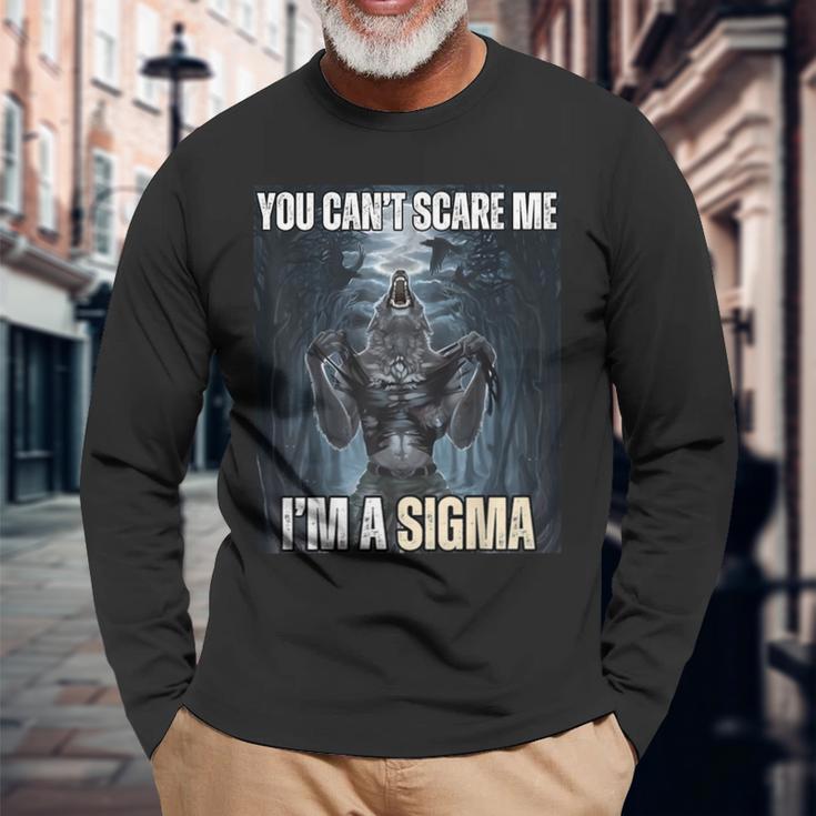 Ich Bin The Sigma Du Kannst Mich Nicht Erschrecken Wolf Meme Alpha Langarmshirts Geschenke für alte Männer