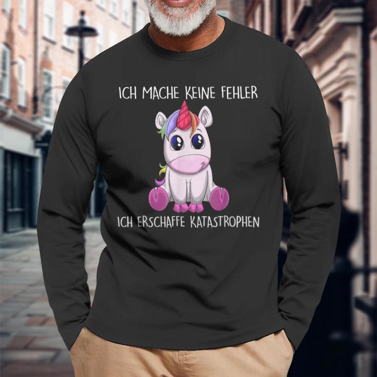 Ich Mache Keine Fehler Ich Erschaffe Katastrophen Einhorn Langarmshirts Geschenke für alte Männer