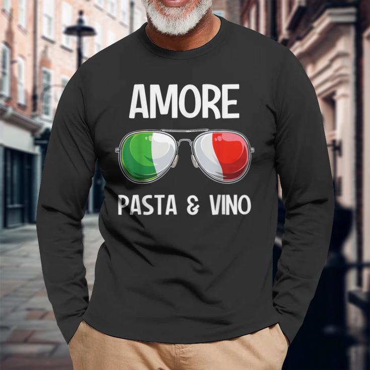 Italia Dialect Italian Amore Pasta &Ino S Langarmshirts Geschenke für alte Männer