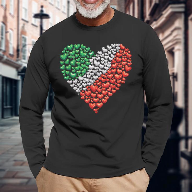 Italy Flag Heart Of Passion For Italy Langarmshirts Geschenke für alte Männer