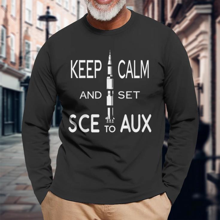 Keep Calm And Set Sce With Saturn For Rocket Science On Aux Langarmshirts Geschenke für alte Männer