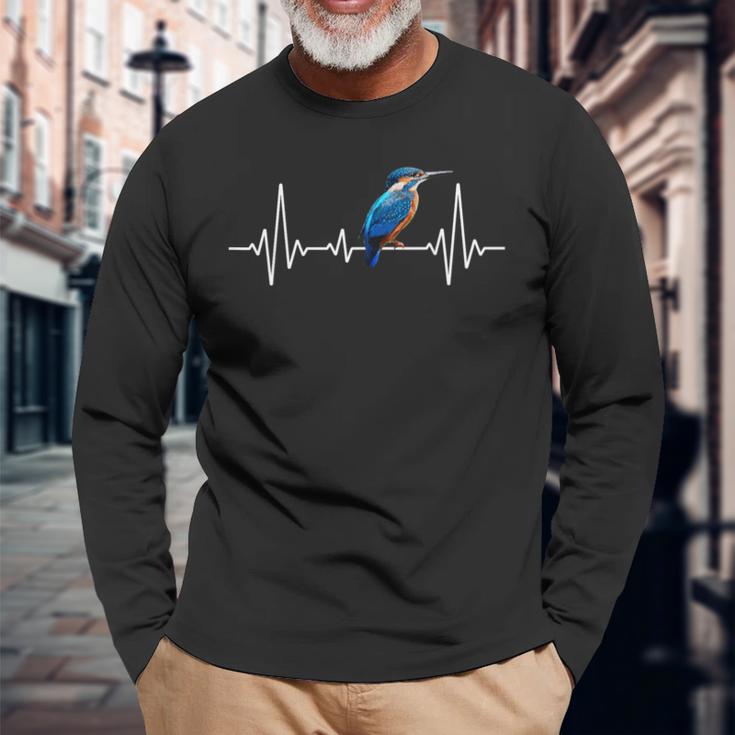 Kingfisher Heartbeat Great Bird Watch Langarmshirts Geschenke für alte Männer