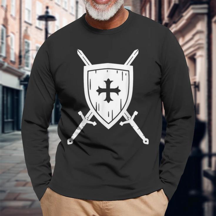 Knight Costume Knight Costume Shield Sword Langarmshirts Geschenke für alte Männer