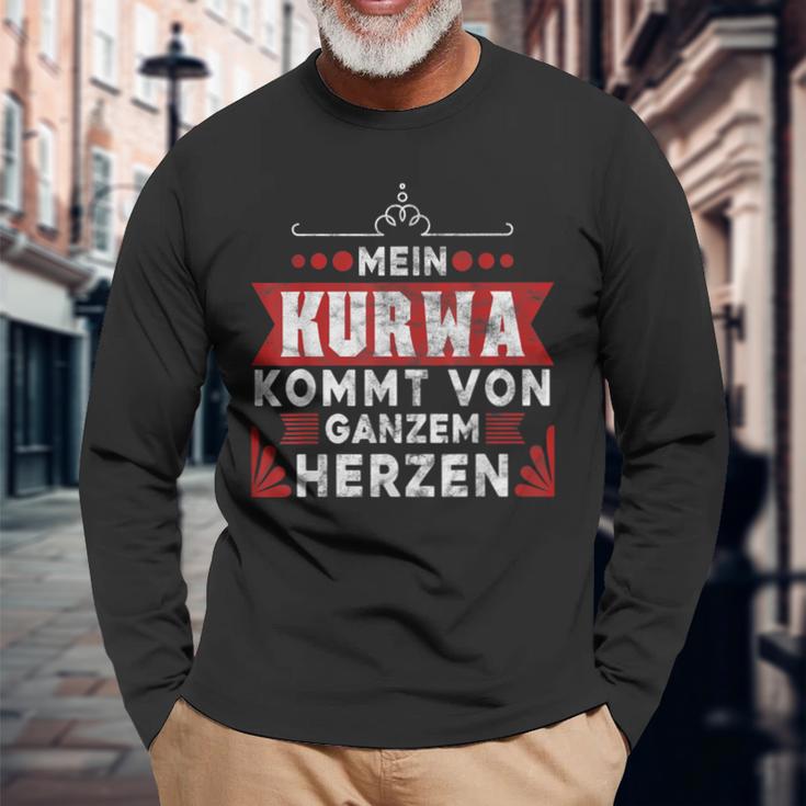 Kurwa Polish Poland Langarmshirts Geschenke für alte Männer