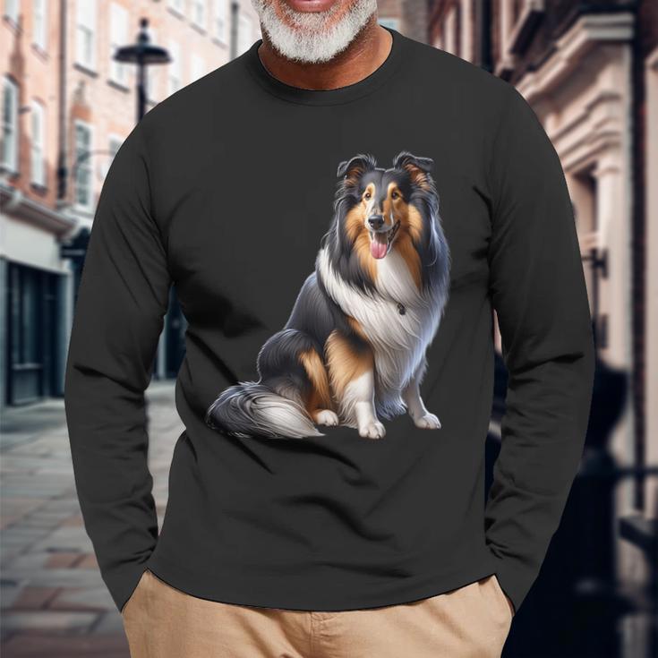 Langhaar Collie Motiv Collie Langarmshirts Geschenke für alte Männer