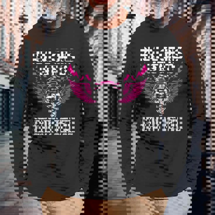 Las Muchachas Reales Escuchan Heavy Metal Heavy Metal Camiseta de manga larga Regalos para ancianos