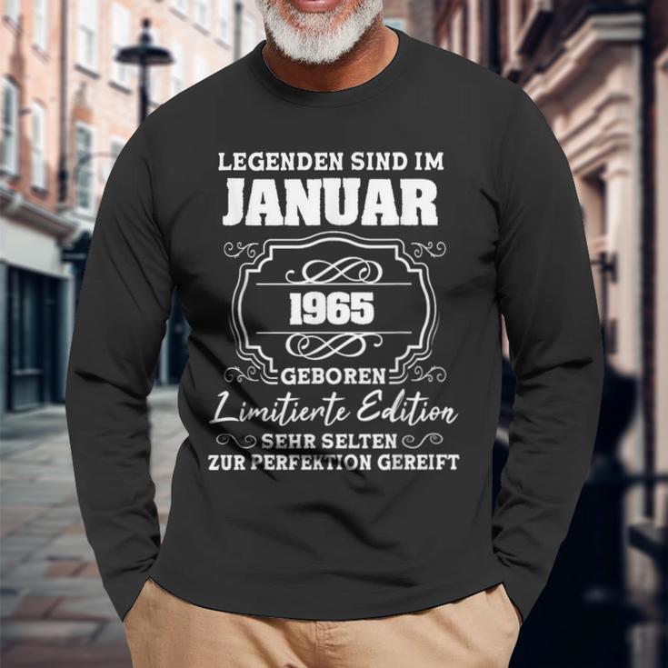 Legends Was Born In January 1965 60Th Birthday Man Langarmshirts Geschenke für alte Männer