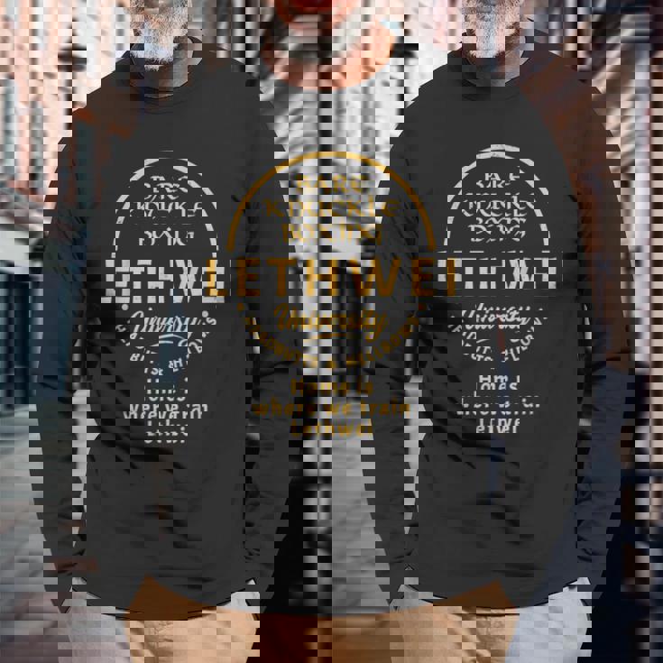 Lethwei Bare Knuckle Boxing University Burmese Boxing Long Sleeve T-Shirt Gifts for Old Men