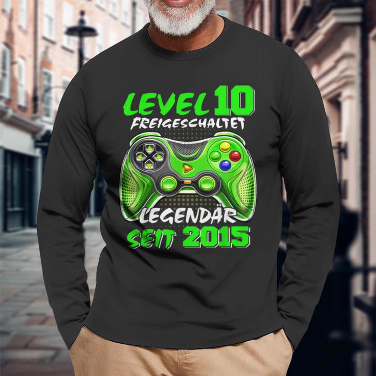 Level 10 Birthday Boy Gamer 2015 10Th Birthday Langarmshirts Geschenke für alte Männer