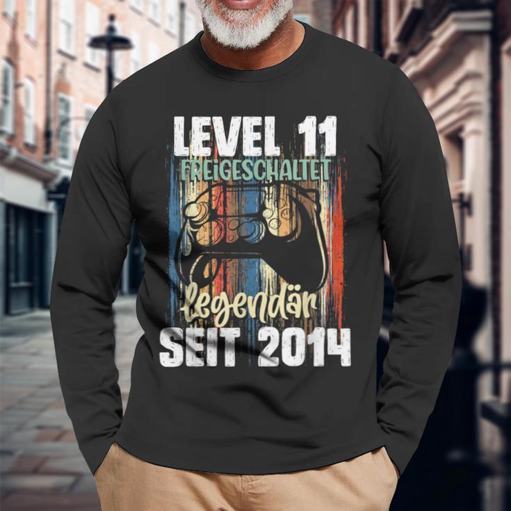 Level 11 Years Birthday Boy Gamer Since 2014 Langarmshirts Geschenke für alte Männer