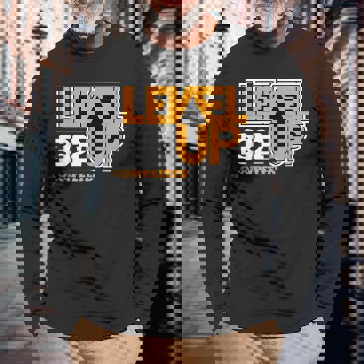 Level Up 32 Completed Juego De 3 Años De Edad Camiseta de manga larga Regalos para ancianos