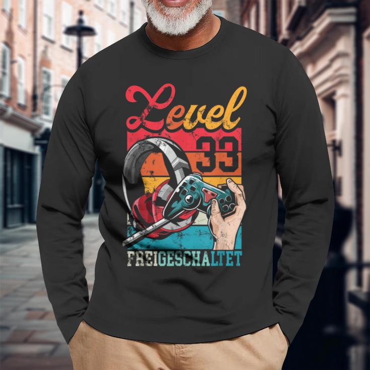 Level 33 Years Birthday Gamer 33Rd Birthday Langarmshirts Geschenke für alte Männer