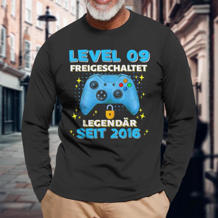 Level 9 Jahre Geburtstags Junge Gamer 2016 Geburtstag Langarmshirts Geschenke für alte Männer