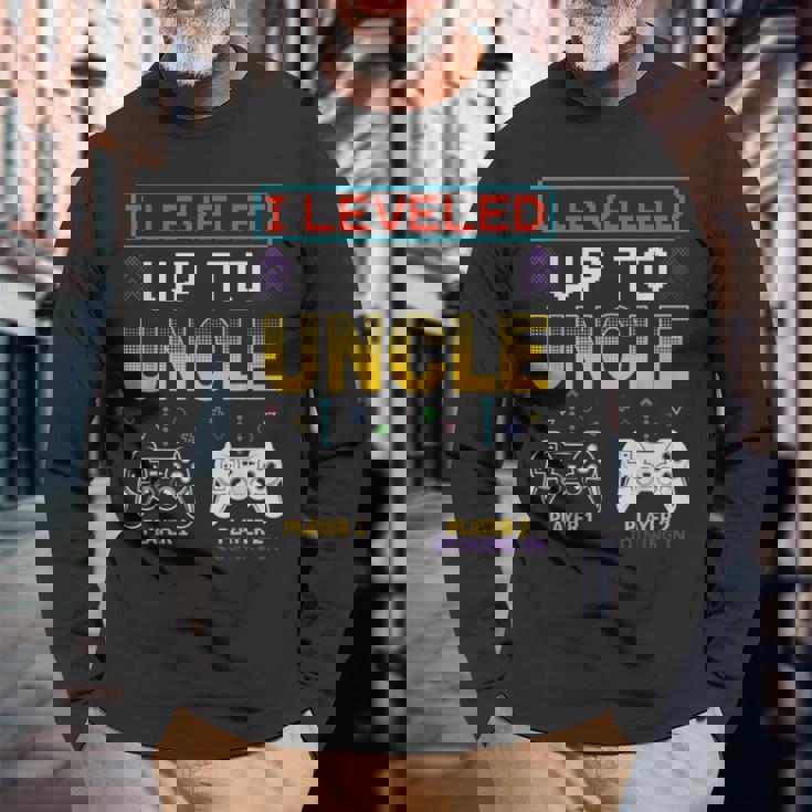 I Leveled Up To Uncle 2023 Nueva Familia Promocionada A Jugador Camiseta de manga larga Regalos para ancianos