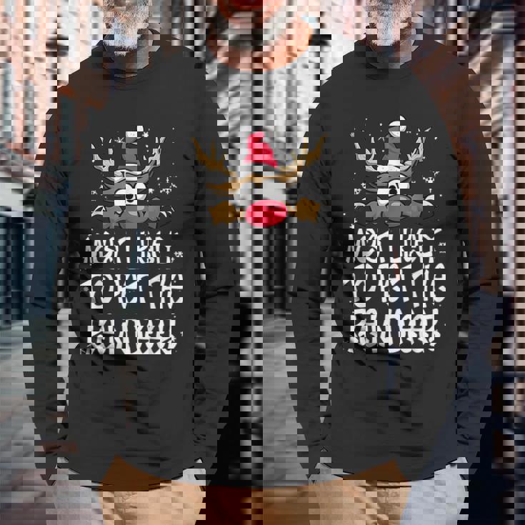 Most Likely To Pet The Reindeer Christmas Pajamas Family Long Sleeve T-Shirt Gifts for Old Men