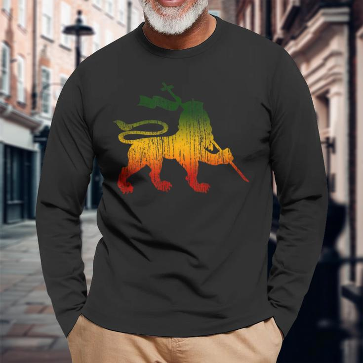 Lion Of Judah Reggae Music Rastafari Rasta Langarmshirts Geschenke für alte Männer